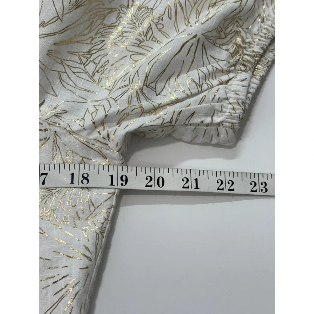 Michael Michael Kors Metallic Gold Floral Puff Sleeve‎ Mini Dress Women's M NWT